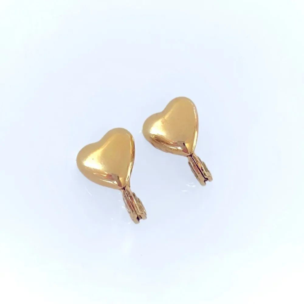 Monet Vintage Gold Puffy Heart Clip Earrings